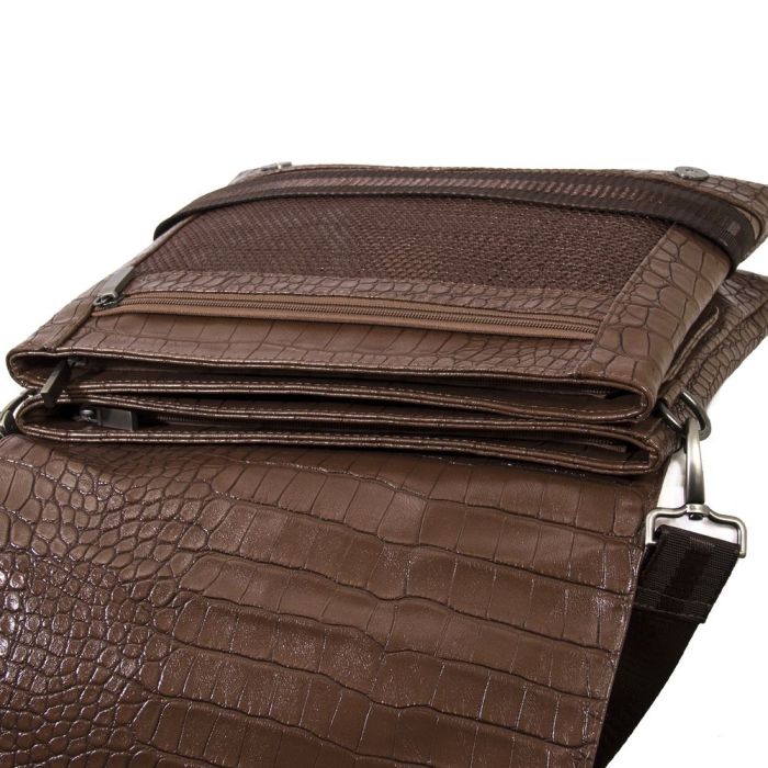 Мужская сумка 34105 коричневая с тиснением