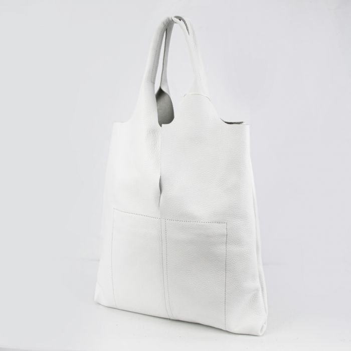 Жіноча шкіряна сумка - шопер МІС 2682 біла