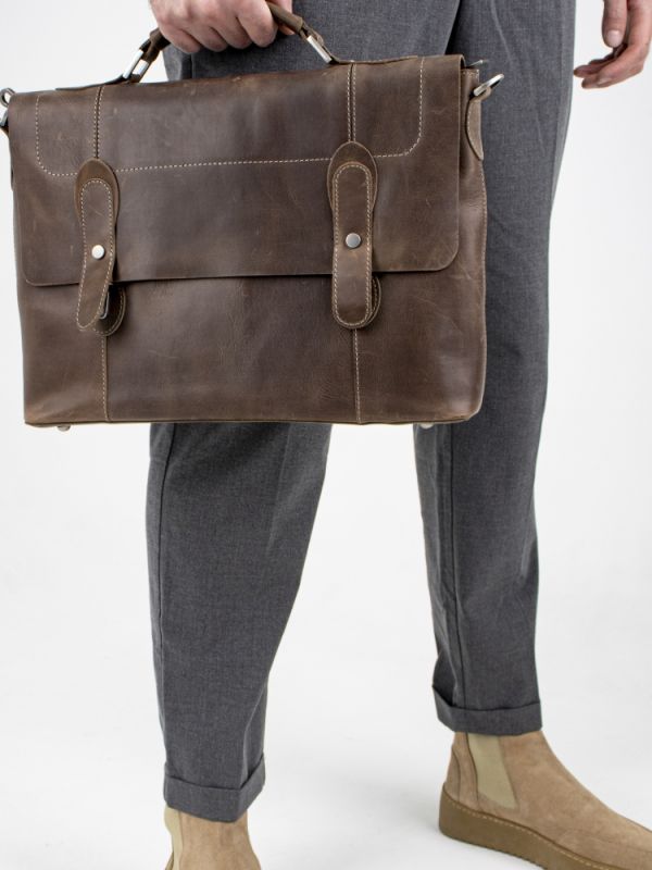 Мужской кожаный портфель Vesson 4635 коричневый