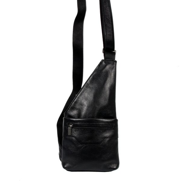 Мужская кожаная сумка-слинг 4528 черная